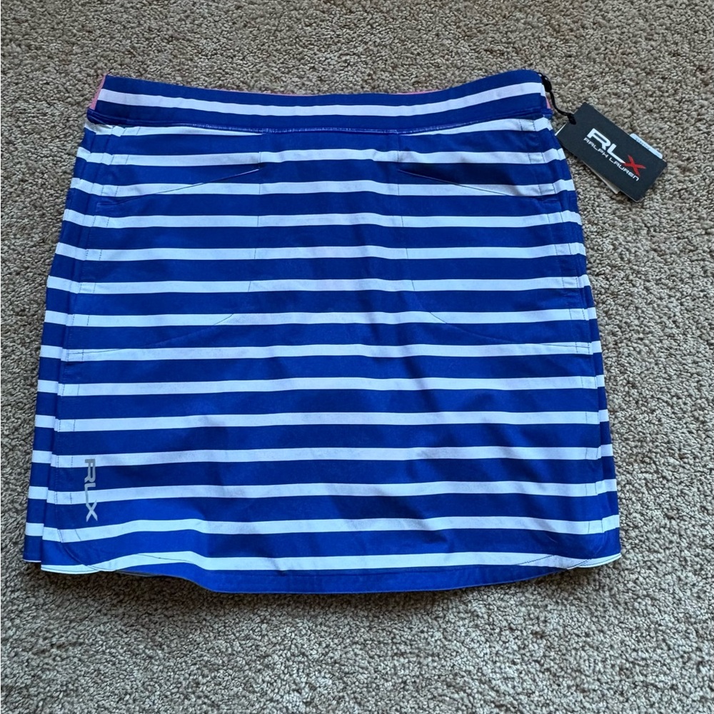 Ralph Lauren Blue and White Striped Mini Skort RLX Ralph Lauren Skort NWT